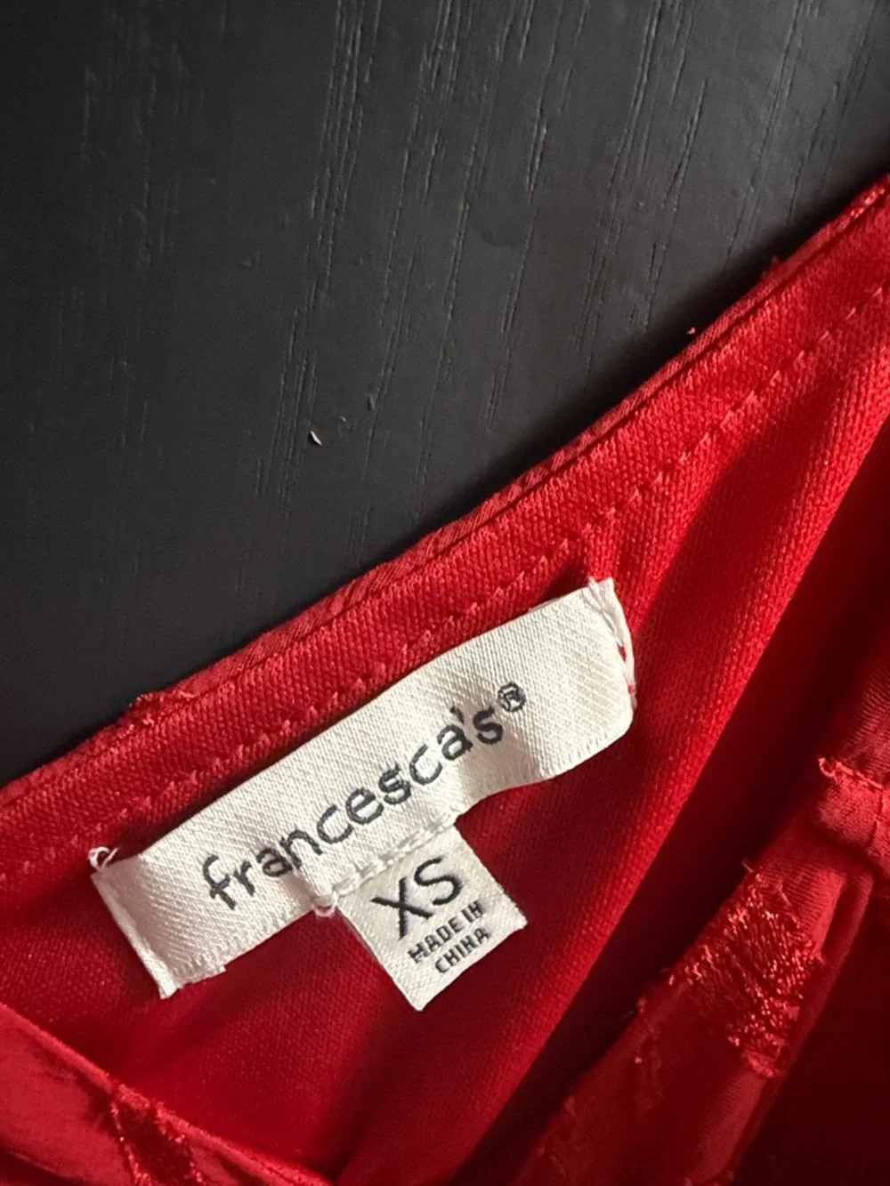 Francesca's Collections Red Floral Jacquard Long-Sleeve Mini Dress - Picture 2 of 3